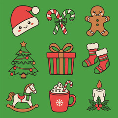 set of christmas elements