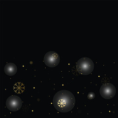 Fototapeta premium Christmas frame, gold snowflake decorative border, winter holiday black greeting background template, snow wallpaper design