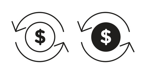 Cash flow icons, vector symbols. filled flat sign