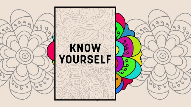 Know Yourself Colorful Mandala Moving Box Left Right Text 