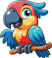 Tropical Parrot Perched Proudly with Feathers Full of Joy