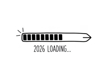 Anticipating 2026 a minimalist loading bar illustration, symbolizing the upcoming year with a playful, handdrawn aesthetic isolated on transparent background
