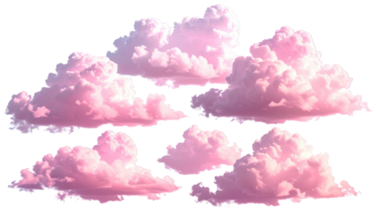 Cluster of fluffy pink clouds against a solid black backdrop