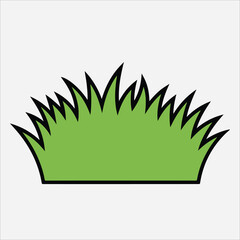 Simple green grass graphic with black outline on white background.