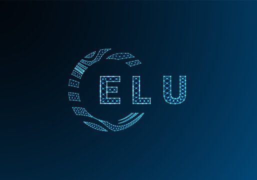 ELU low poly letter logo vector design. ELU lower poly logo design. ELU unique low poly logo design.