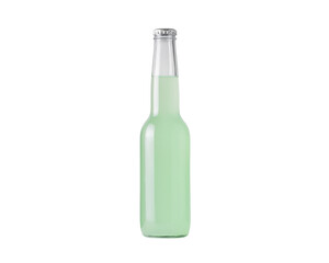 Green traditional bottle of full alcohol beer without label