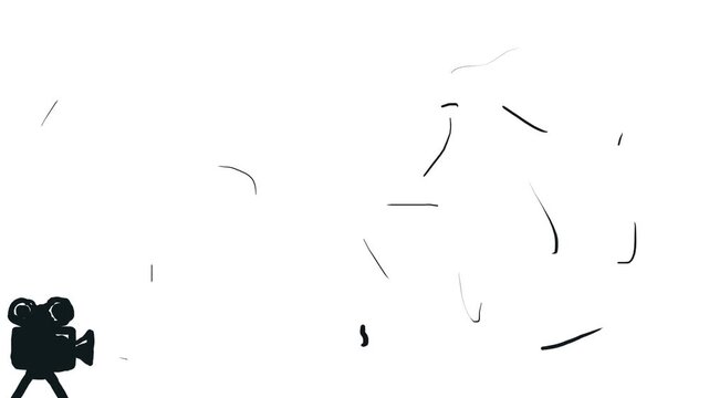 There is a video camera in the corner of the image, and dust particles, hairs and dots flicker across the screen, simulating old videotape.