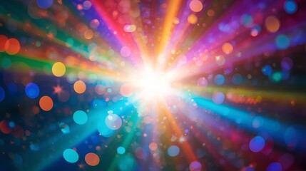 背景素材 光のバースト レインボーカラー Background Rainbow color light burst （Generative AI）   