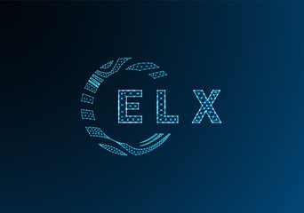 ELX low poly letter logo vector design. ELX lower poly logo design. ELX unique low poly logo design.