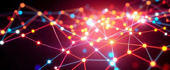 Abstract glowing network connections on dark background, futuristic, computing