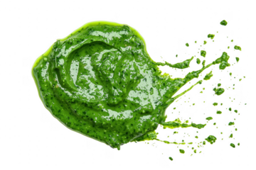 Green sauce splash isolated on a transparent background