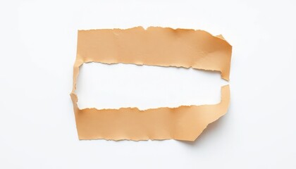 Torn piece of textured paper with irregular edges and a folded corner, highlighted against a white background