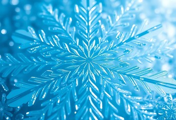 Intricate snowflake pattern in icy blues and silvers, glowing softly, minimal, graphic