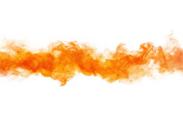 Fiery orange smoke cloud isolated on a transparent background