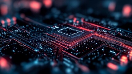 Fototapeta premium Futuristic Circuit Board Design Featuring Quantum Processor and Technology Innovation