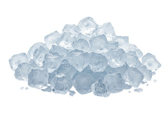 Isolated pile of translucent ice cubes ready for a beverage in the summer heat or a cocktail