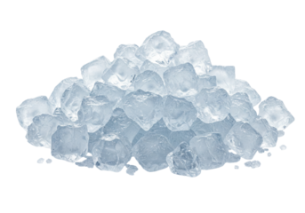 Isolated pile of translucent ice cubes ready for a beverage in the summer heat or a cocktail