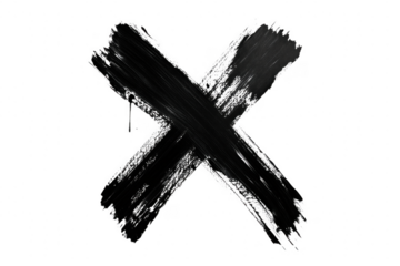 Black Cross Brush Stroke isolated on a transparent background