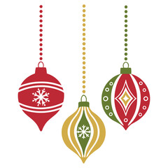 Christmas Ornament Set with Festive Patterns