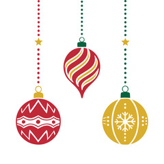 Colorful Christmas Ornaments Hanging Decoration Vector