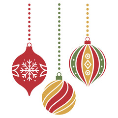 Colorful Christmas Ornaments Hanging Decoration Vector