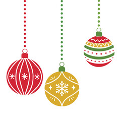 Colorful Christmas Ornaments Hanging Decoration Vector