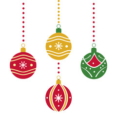 Colorful Christmas Ornaments Hanging Decoration Vector
