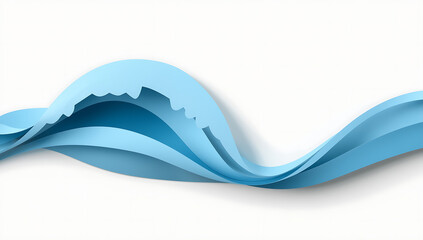 Abstract blue wave in delicate paper cutout style, minimal modern design symbolizing calmness, fluidity, and creativity with smooth flowing lines and artistic balance