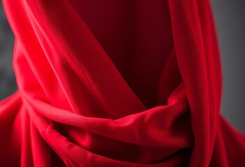 Close-up of a vibrant red garment, dramatic lighting, studio, red