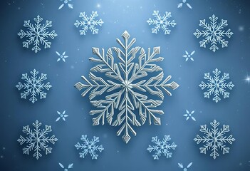 Elegant silver snowflake pattern on frosted background,  crystal,  festive