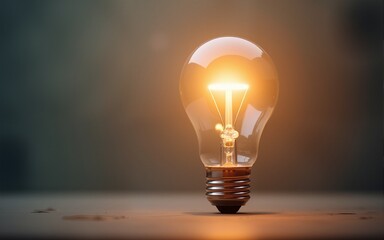 glowing lightbulb on a table against a softly blurred background symbolizes innovation creativity bright ideas and inspiration representing moments of clarity and potential for problem-solving