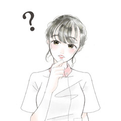 疑問符を浮かべる看護師さんのイラスト