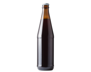 Brown traditional bottle of full alcohol beer without label