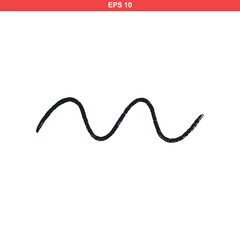 Simple hand drawn black wavy line representing a sound wave or signal on a white background
