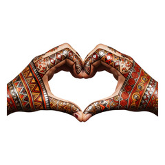 Obraz premium Henna Tattoo Heart Shape with Hands