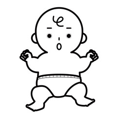 Fototapeta premium 驚いた表情のおむつ姿の赤ちゃん