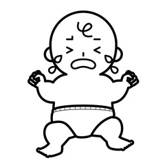 大泣きするおむつ姿の赤ちゃん