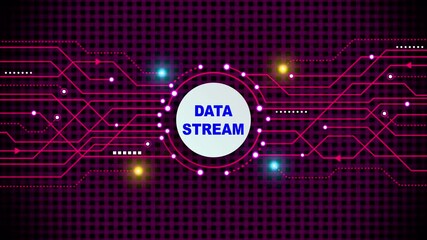 Digital data stream network connections abstract background with glowing nodes and circuit lines representing technology innovation and information flow - Powered by Adobe