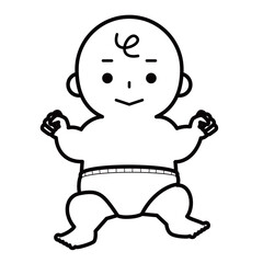 にっこりするおむつ姿の赤ちゃん