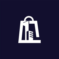 Shopping bag build concept logo design vector template