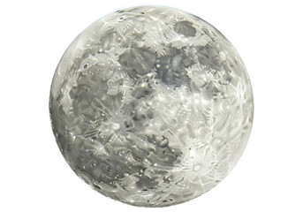 Detailed full moon with visible craters and textures against a transparent background, isolated on transparent background