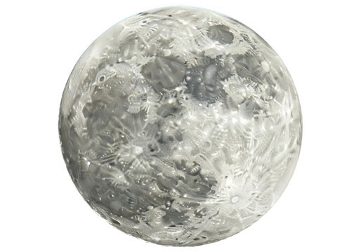 Detailed full moon with visible craters and textures against a transparent background, isolated on transparent background