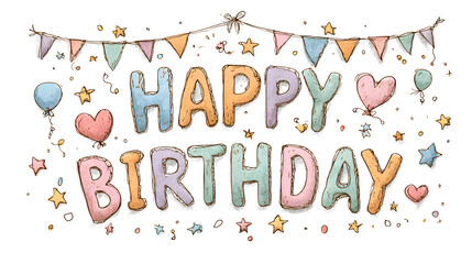 Watercolor happy birthday greeting isolated on white background