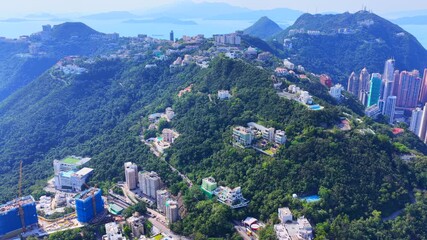 Skyview of Hong Kong The Peak luxury premium mansions villa offer spectacular Victoria Harbour views, exclusive detached houses, attracting wealthy residents and international investors 