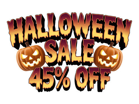 Spooky Halloween sale featuring 45% off with glowing pumpkins that brings the spirit of the season offering a limited time promotion and seasonal excitement