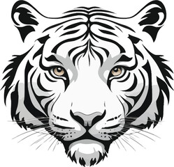 White tiger head vector illustration for a wild cat tattoo design logo