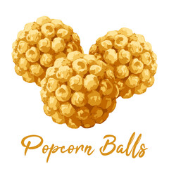 popcorn balls in watercolor illustration style, isolated vector on transparent background