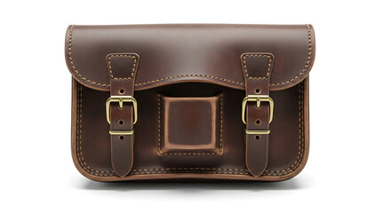 Handcrafted classic leather satchel bag with brass buckles and stitching, ideal for everyday use and travel