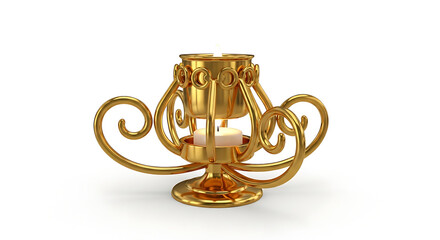 Golden Candle Holder with Decorative Ornaments for Home Decor