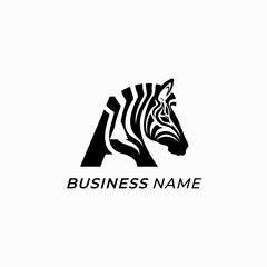 design logo creative letter A and zebra
